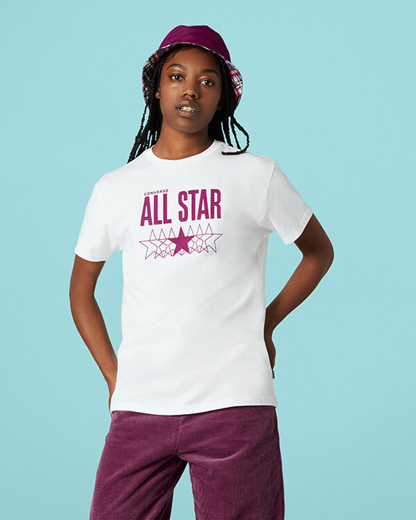 Camisetas Converse All Star Relaxed Para Mujer - Blancas | Spain-8946